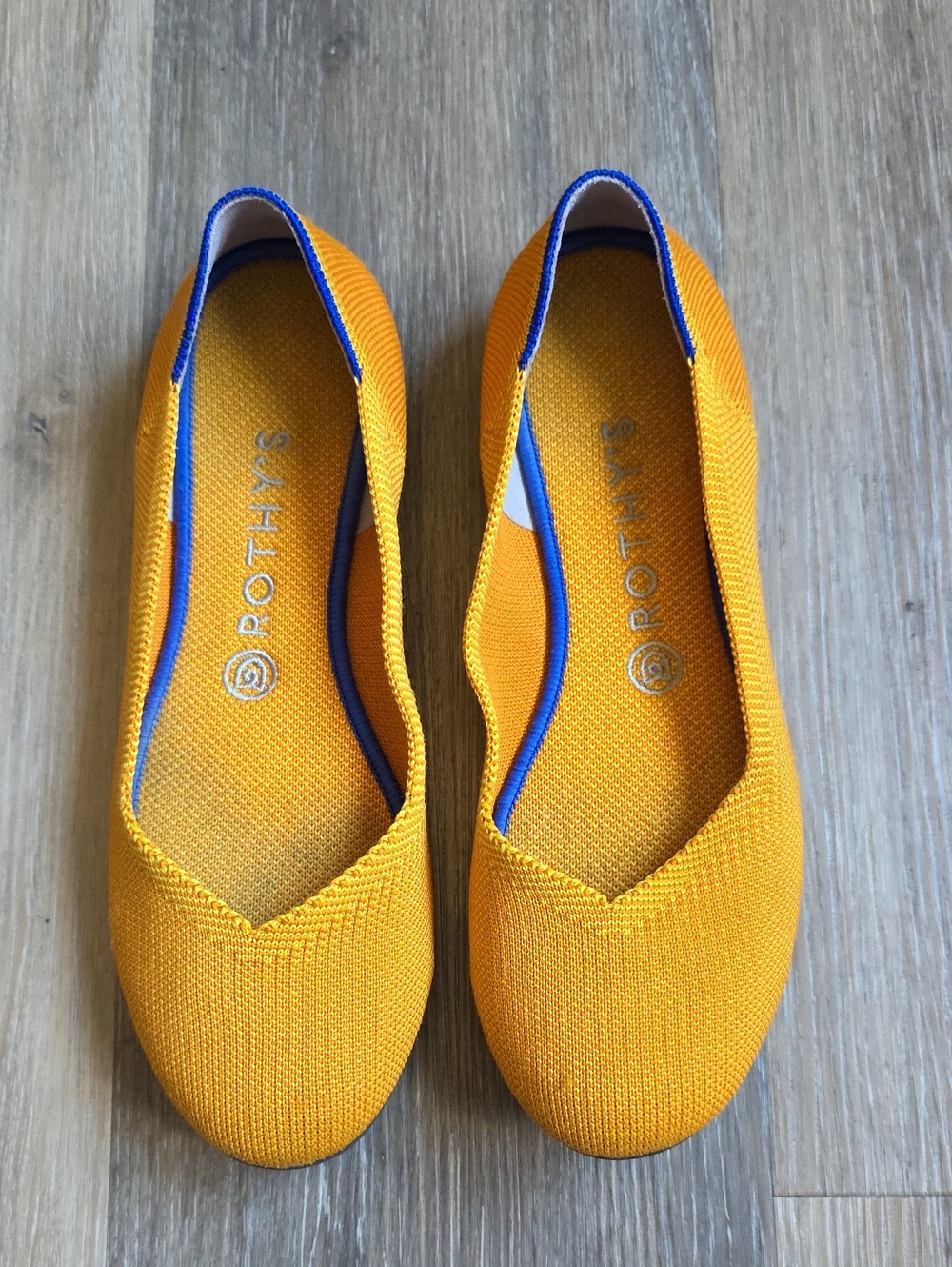 Rothy's Knit Flats with Blue Trim